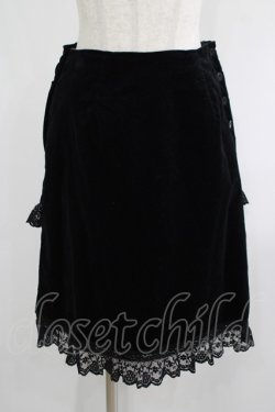 画像1: PEACE NOW / ドレープ風別珍スカート  黒 H-25-08-10-1035-PU-SK-KB-ZH