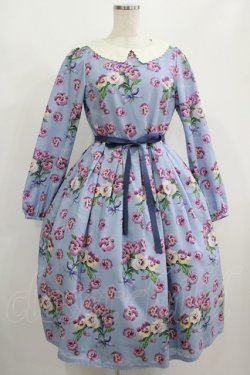 画像1: Emily Temple cute / Pansy ribbonワンピース M サックス H-25-08-10-1005-ET-OP-KB-ZH