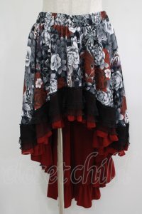 Qutie Frash / 後ろロングスカート  黒×赤 H-25-08-10-1037-QU-SK-KB-ZH