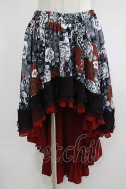 画像1: Qutie Frash / 後ろロングスカート  黒×赤 H-25-08-10-1037-QU-SK-KB-ZH