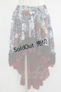 画像1: Qutie Frash / 後ろロングスカート  黒×赤 H-25-08-10-1037-QU-SK-KB-ZH
