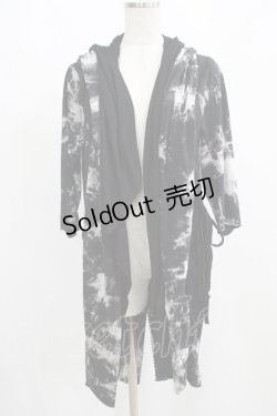 画像1: JOHNNY WOLF / レイヤード風切替フードカーディガン  黒 H-25-08-10-1049-PU-TO-KB-ZH