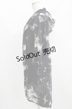 画像2: JOHNNY WOLF / レイヤード風切替フードカーディガン  黒 H-25-08-10-1049-PU-TO-KB-ZH