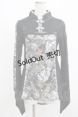 画像1: Qutie Frash / チャイナカットソー  ブラック H-25-08-10-1050-QU-TO-KB-ZH