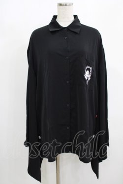 画像1: NieR Clothing / 着物風袖シャツ  黒 H-25-08-10-1052-PU-BL-KB-ZH