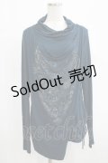 Rozen Kavalier / プリントドレープギャザーカットソー  ブルーグリーン H-25-08-10-1055-OO-TO-KB-ZH
