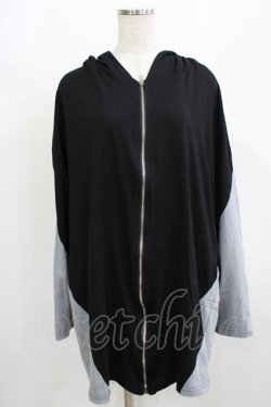 画像1: Drug Honey / 配色ZIPパーカー  黒×グレー H-25-08-10-1056-PU-TO-KB-ZH