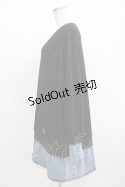 画像2: NieR Clothing / デニム切替オフショルワンピ  黒×ブルーデニム H-25-08-10-1057-PU-OP-KB-ZH