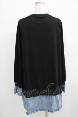 画像3: NieR Clothing / デニム切替オフショルワンピ  黒×ブルーデニム H-25-08-10-1057-PU-OP-KB-ZH