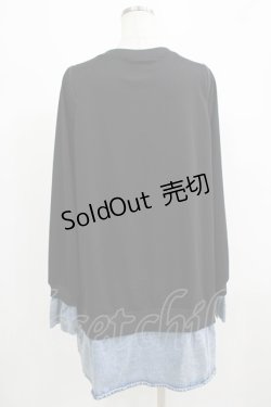 画像3: NieR Clothing / デニム切替オフショルワンピ  黒×ブルーデニム H-25-08-10-1057-PU-OP-KB-ZH