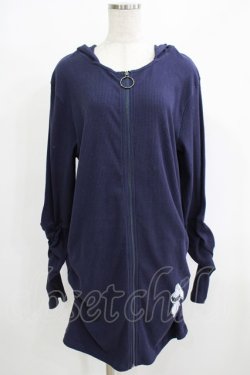 画像1: NieR Clothing / ギャザースリーブリブパーカー  ネイビー H-25-08-10-1058-PU-TO-KB-ZH