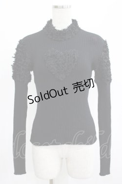 画像1: Jane Marple / ハートリブニット  黒 H-25-08-10-1060-JM-TO-KB-ZH