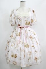 Leur Getter / Jewel Brooch袖付ワンピース M ピンク H-25-08-10-1007-LU-OP-KB-ZH