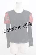 Jane Marple / タータンチェック切替クラウンカットソー M 黒×赤 H-25-08-10-1064-JM-TO-KB-ZH