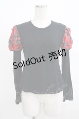 Jane Marple / タータンチェック切替クラウンカットソー M 黒×赤 H-25-08-10-1064-JM-TO-KB-ZH