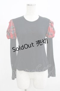 Jane Marple / タータンチェック切替クラウンカットソー M 黒×赤 H-25-08-10-1064-JM-TO-KB-ZH