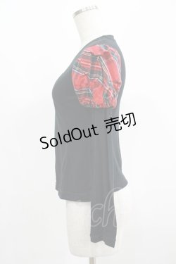 画像2: Jane Marple / タータンチェック切替クラウンカットソー M 黒×赤 H-25-08-10-1064-JM-TO-KB-ZH