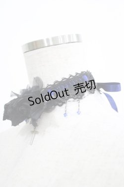 画像2: Moi-meme-Moitie / 薔薇コサージュチョーカー  黒×青 H-25-08-10-1071-MO-AC-KB-ZH