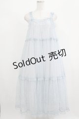 merry jenny / ギンガムシアーティアードワンピース  ブルー H-25-08-10-1014-LO-OP-KB-ZH
