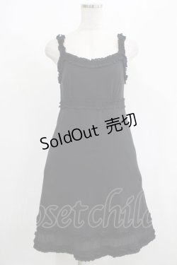 画像1: Jane Marple / フリルキャミソールワンピース M 黒 H-25-08-10-1019-JM-OP-KB-ZH