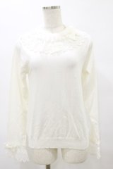 axes femme kawaii / レーシーフリルニットプル M オフ H-25-08-11-058-AX-TO-NS-ZH