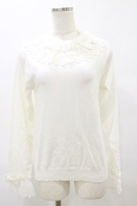 axes femme kawaii / レーシーフリルニットプル M オフ H-25-08-11-058-AX-TO-NS-ZH