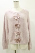 m petit by misako / NINA'Sコラボリボンニットカーディガン 3L ピンク H-25-08-11-060-LO-TO-NS-ZH