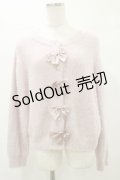 m petit by misako / NINA'Sコラボリボンニットカーディガン 3L ピンク H-25-08-11-060-LO-TO-NS-ZT484