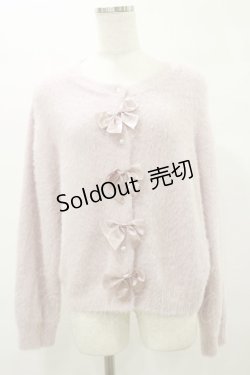 画像1: m petit by misako / NINA'Sコラボリボンニットカーディガン 3L ピンク H-25-08-11-060-LO-TO-NS-ZT484