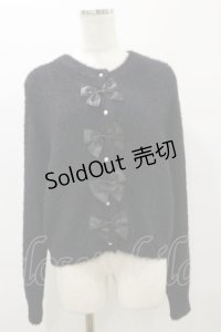 m petit by misako / NINA'Sコラボリボンニットカーディガン L ブラック H-25-08-11-061-LO-TO-NS-ZH