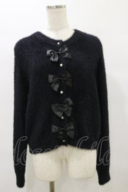 画像1: m petit by misako / NINA'Sコラボリボンニットカーディガン L ブラック H-25-08-11-061-LO-TO-NS-ZH