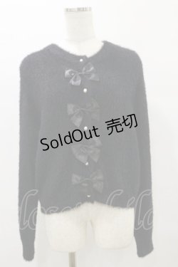 画像1: m petit by misako / NINA'Sコラボリボンニットカーディガン L ブラック H-25-08-11-061-LO-TO-NS-ZH