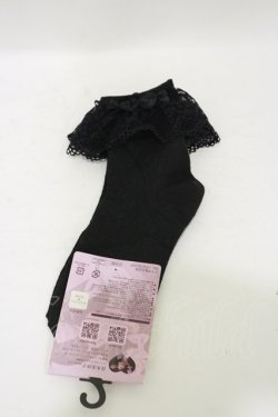 画像1: m petit by misako / TTCSレース3リボンソックス  ブラック H-25-08-11-012-LO-ZA-NS-ZH