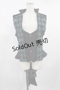 ALICE and the PIRATES / 道化師の悪戯ベスト Mens ブラック/グリーン H-25-08-11-1031-PA-OP-NS-ZH