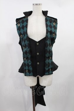 画像1: ALICE and the PIRATES / 道化師の悪戯ベスト Mens ブラック/グリーン H-25-08-11-1031-PA-OP-NS-ZH