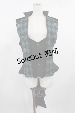 画像1: ALICE and the PIRATES / 道化師の悪戯ベスト Mens ブラック/グリーン H-25-08-11-1031-PA-OP-NS-ZH