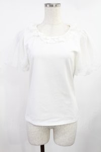 axes femme kawaii / チュールフリルカットソー M 白 H-25-08-11-1036-AX-TO-NS-ZH