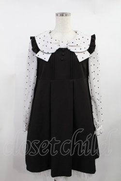 画像1: Secret Honey / リボンカラーハートドットワンピース Free ブラック H-25-08-11-1026-CA-OP-NS-ZH