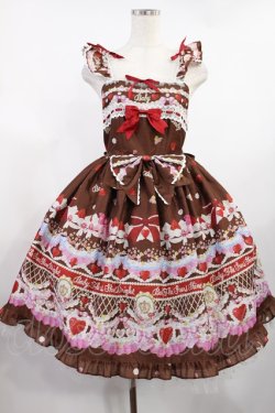 画像1: BABY,THE STARS SHINE BRIGHT / Strawberry Sweetheart Cake柄Ribbonジャンパースカート Free ブラウン H-25-08-11-1003-BA-OP-NS-ZH