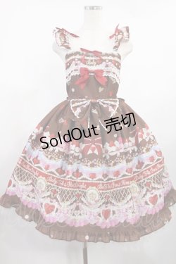 画像1: BABY,THE STARS SHINE BRIGHT / Strawberry Sweetheart Cake柄Ribbonジャンパースカート Free ブラウン H-25-08-11-1003-BA-OP-NS-ZH