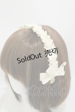 画像1: m petit by misako / ギャザーリボンカチューシャ  生成り H-25-08-11-030-LO-AC-NS-ZH