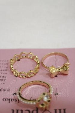 画像2: m petit by misako / ハートリボン3Pリング 11号×2個/13号×1個 ゴールド H-25-08-11-031-LO-AC-NS-ZH