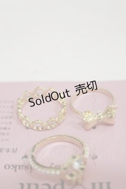 画像2: m petit by misako / ハートリボン3Pリング 11号×2個/13号×1個 ゴールド H-25-08-11-031-LO-AC-NS-ZH