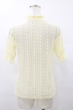 画像2: F&A / フロントリボンストライプレース5分袖トップス Free IVORY H-25-08-12-049-LO-TO-NS-ZH