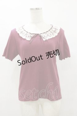 画像1: axes femme / レース衿プルオーバー M ワイン H-25-08-12-050-AX-TO-NS-ZH