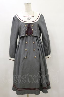 画像1: Amavel / チェックネクタイ set up風ワンピース(ロング) Free グレー H-25-08-12-062-CA-OP-NS-ZH