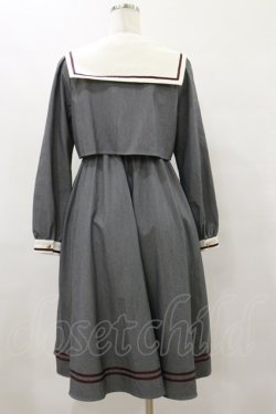 画像2: Amavel / チェックネクタイ set up風ワンピース(ロング) Free グレー H-25-08-12-062-CA-OP-NS-ZH