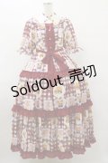 axes femme kawaii / ベアズベーカリー柄ロングワンピース M レッド H-25-08-12-064-AX-OP-NS-ZH