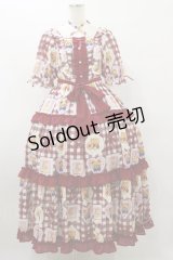 axes femme kawaii / ベアズベーカリー柄ロングワンピース M レッド H-25-08-12-064-AX-OP-NS-ZH