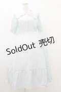 m petit by misako / AM*ギンガムCHKワンピース M サックス H-25-08-12-065-LO-OP-NS-ZH